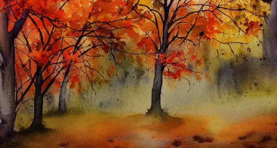 autumn watercolor by arti chauhan trending on artstation 