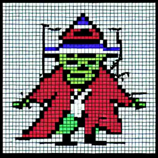 evil wizard, 16x16 pixel art, MS-DOS, 1994