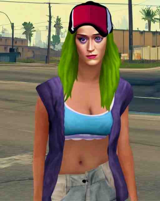 Homeless katy perry in Grand Theft Auto San Andreas