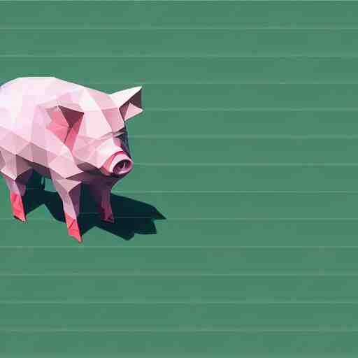 low poly pig in an isometric view using a playstation 1 ps 1 aesthetics, asset, blank background 