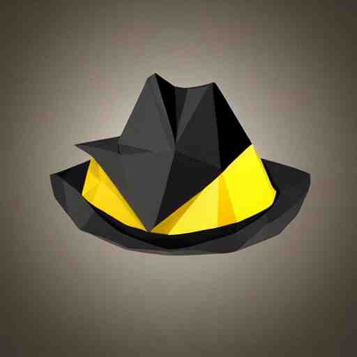 low-poly logo of a lemon wearing a low-poly black fedora, 4k