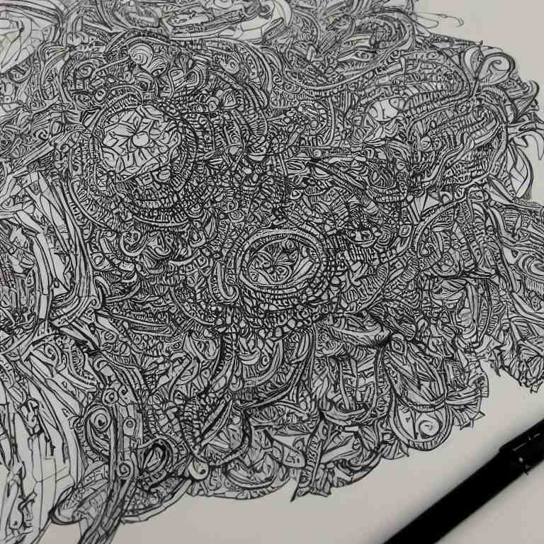 notebook doodle extremely intricate hyper detailed linework pen and paper 