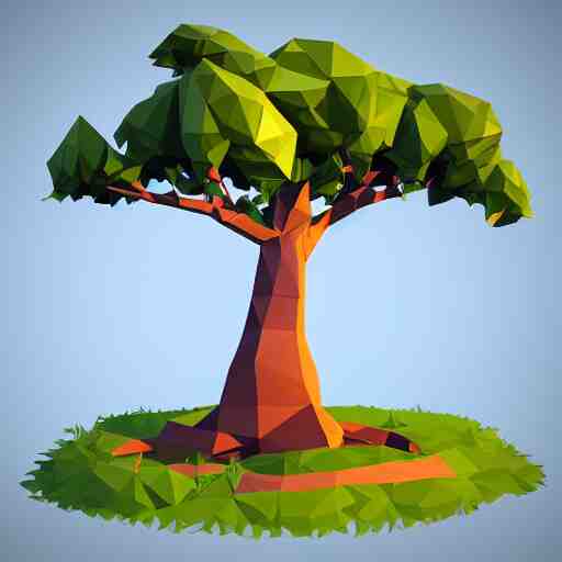 a low poly 3d object of the tree used in mobile game, large and majestic