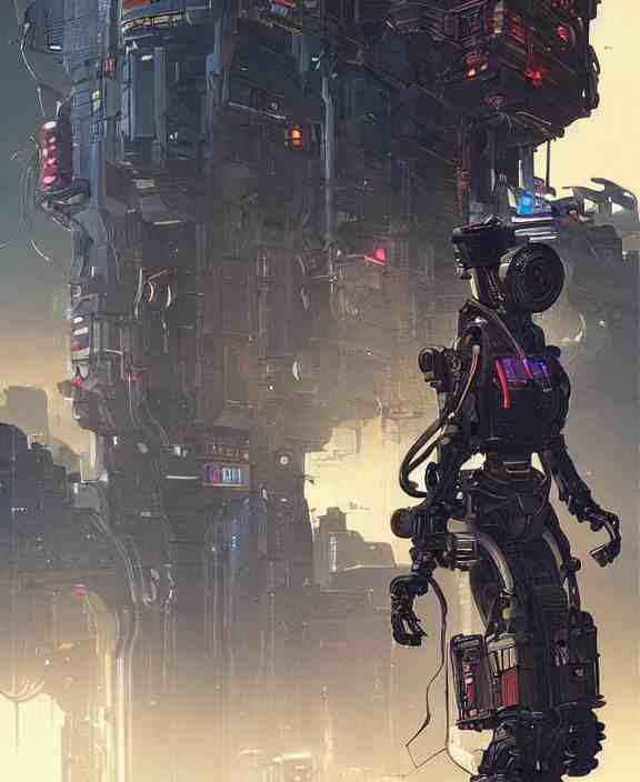 cyberpunk pathfinder robot from apex legends, portrait by james gurney and laurie greasley, concept art, cinematic composition, dramatic lighting, highly detailed, vintage sci - fi 