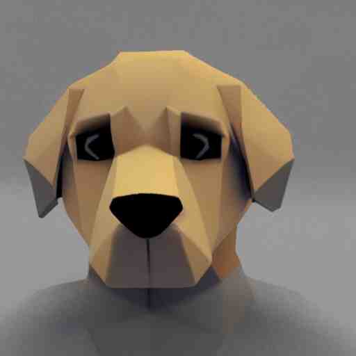 a dog, low quality, 3 d render, low poly, sad 