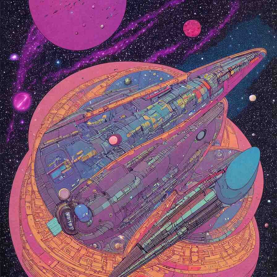 ( ( ( ( the dimensional gap at the end of the galaxy and space ship ) ) ) ) by mœbius!!!!!!!!!!!!!!!!!!!!!!!!!!!, overdetailed art, colorful, artistic record jacket design 