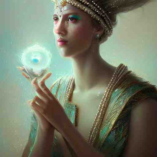 a beautiful portrait of a pearl goddess with glittering skin by greg rutkowski and raymond swanland, trending on artstation, ultra realistic digital art 