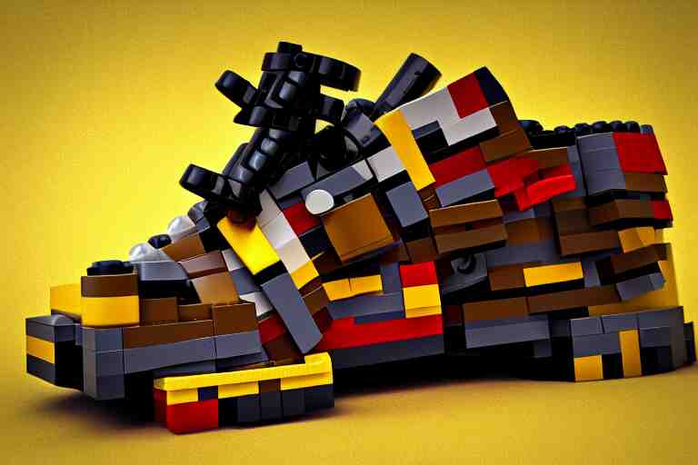 sneaker made out of lego, steampunk, sculpture, cinema 4 d, octane render 