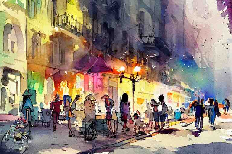 street summer watercolor light color on artstation 