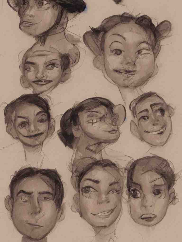 faces by disney concept artists, blunt borders, rule of thirds 