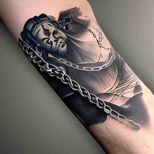 samurai wraped chain, art inkstyle ink 