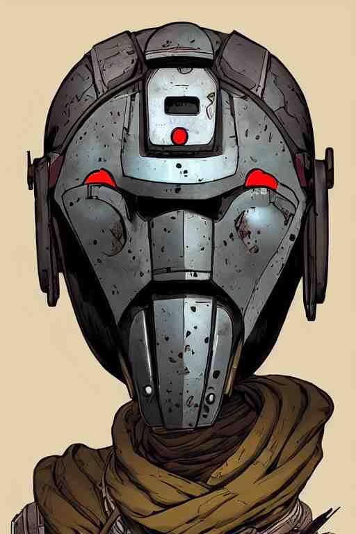 
robot ninja mask helmet bot borderland that looks like it is from Borderlands and by Feng Zhu and Loish and Laurie Greasley, Victo Ngai, Andreas Rocha, John Harris 
