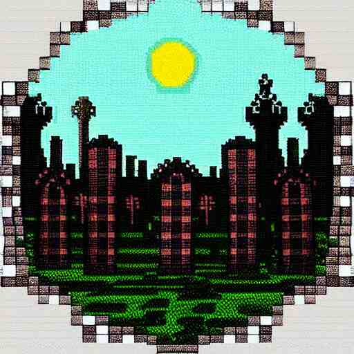 “a ((gothic)) graveyard at night, pixel art”