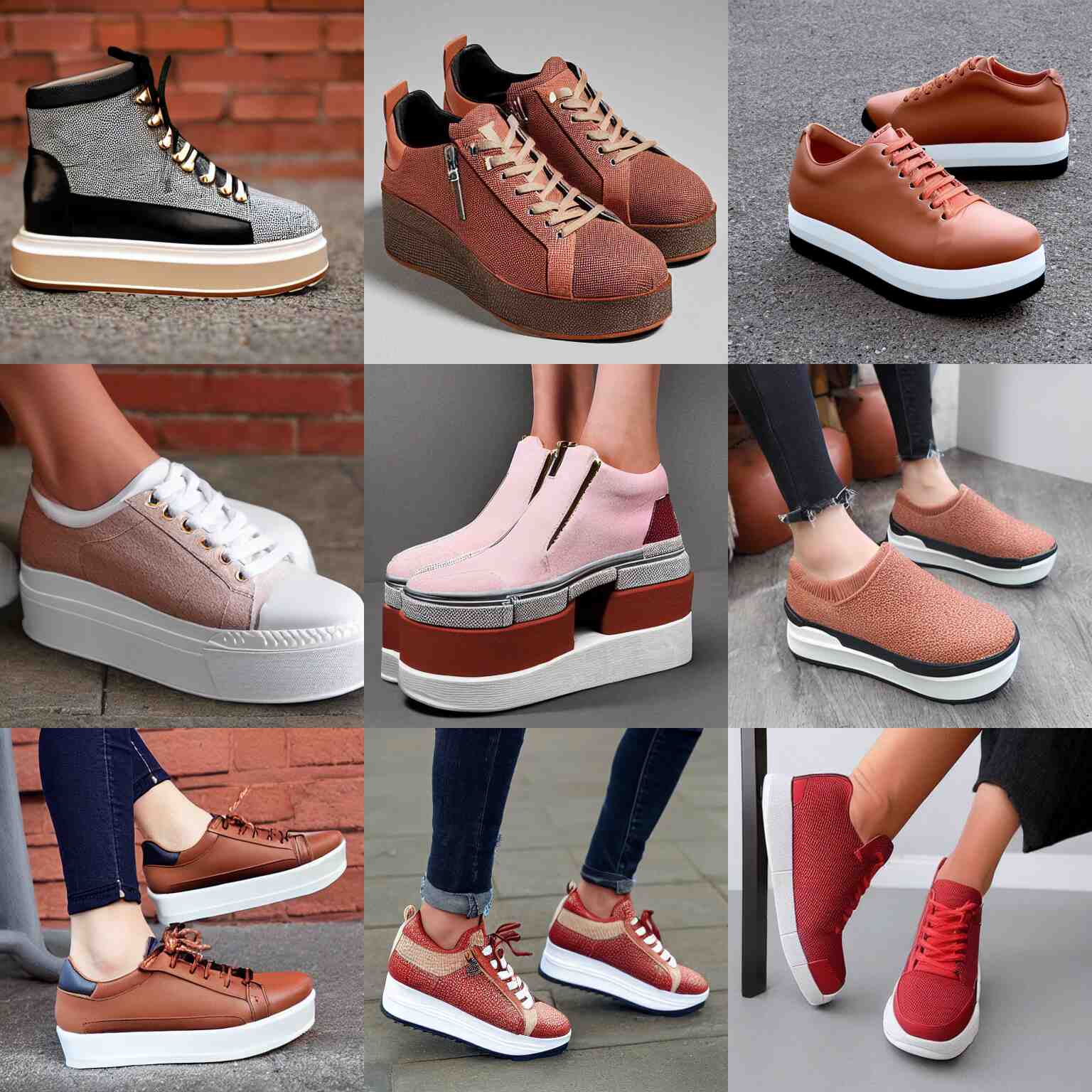 Platform sneakers made out of brick