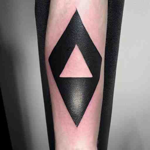 simple inner bicep tattoo of intersecting triangle outlines in outer space