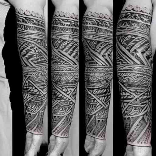 tribal tattoo along forearm