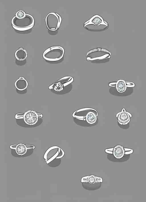 modern single line illustration of engagement rings