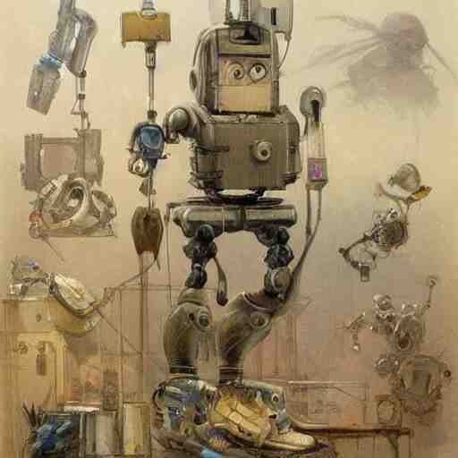 (((((((((((cluttered inventors shop full of robots))))))))))) . muted colors. by Jean-Baptiste Monge !!!!!!!!!!!!!!!!!!!!!!!!!!!!!!!!!!!!!!!!