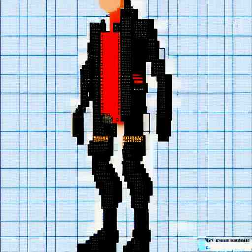 cyberpunk character, pixel art, full  body