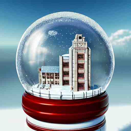 a snow globe with a building in it, a computer rendering by leandro erlich, trending on cgsociety, retrofuturism, tesseract, isometric, physically based rendering 