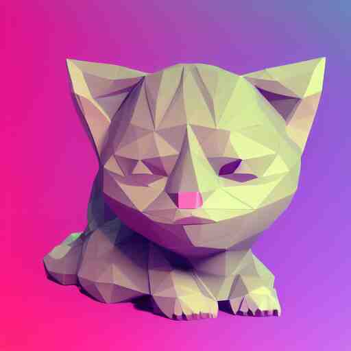 low - poly kitten, 3 d render, blender, unity, octave, 4 k, isometric view, white background, beautiful render, pastel colours, breath of the wild art style 