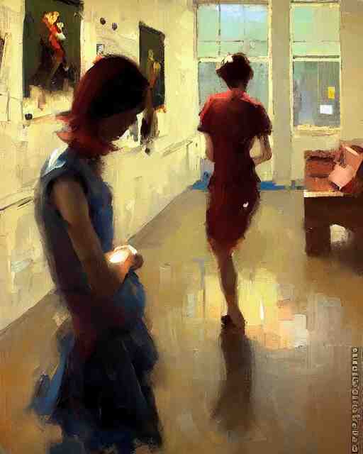 school of life, indoor interesting room, ( impressionistic oil painting by malcom liepke ), alexi zaitsev, craig mullins, melinda matyas, tooth wu, wlop, denis sarazhin, bold brushstrokes, highly detailed, award winning, textured, masterpiece 