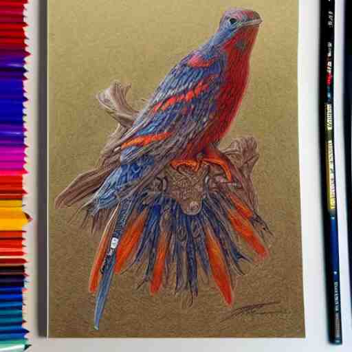 Colored pencil art, Merlin's staff, highly detailed, artstation, MasterPiece, Award-Winning, Caran d'Ache Luminance
