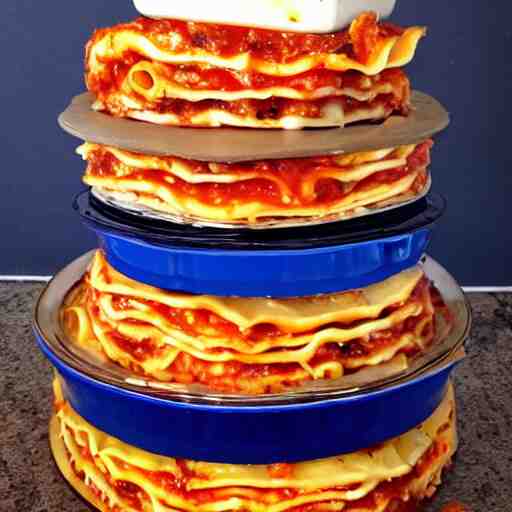 a tower of lasagna to the sky