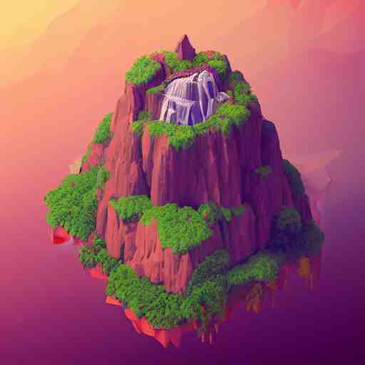 low poly art of a floating island on top of which is new york surrounded by waterfalls, in the sky, isometric art, 3d render, ray tracing, high detail, artstation, concept art, behance, smooth, sharp focus, ethereal lighting, unreal engine 5
