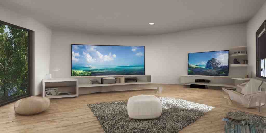 Equirectangular GoPro VR render of a modern living room, natural colors, ambient occlusion, national geographic, 8k uhd