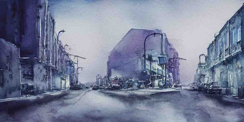 norilsk russian town, lunar spimoonwalker photo, city street on the moon, a detailed image of a future norilsk base, sci fi, minimal masterpiece watercolor painting, trending on artstation 