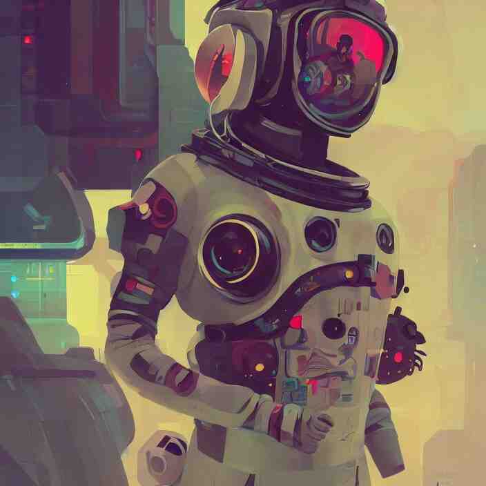 a beautiful painting of a cyberpunk astronaut by sergey kolesov and sachin teng and pascal blanche. in style of digital art. colorful comic, symmetry, hyper detailed. octane render. trending on artstation 