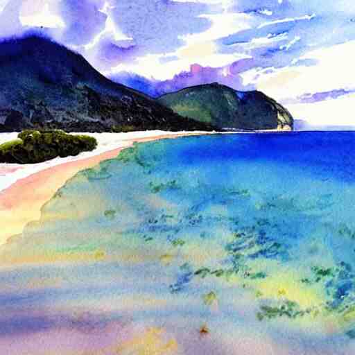 golden bay new zealand, abel tasman, amazing watercolor painting, trending on artstation