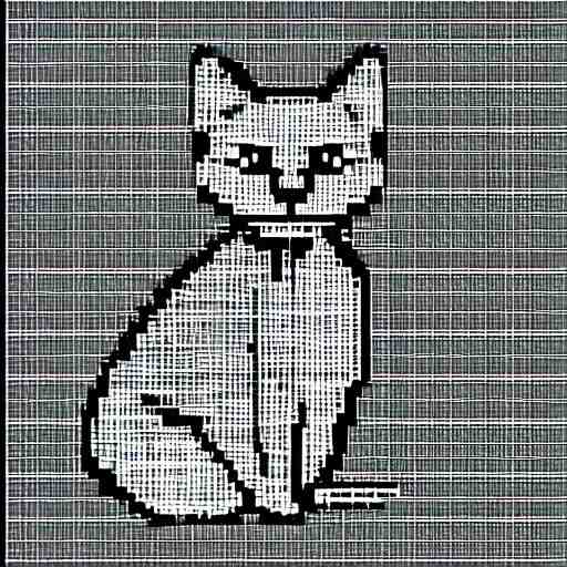 “ small 2 - bit grayscale pixel art cat sitting by brandon james greer ” 