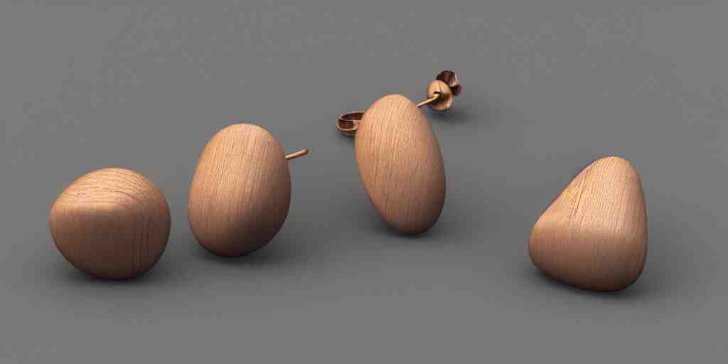 earring design, jewelry design, wood, nordic, material, product design, trending on artstation, cgsociety, photo realistic, design by ziva cph and isabel lennse, 8 k, unreal engine, c 4 d 