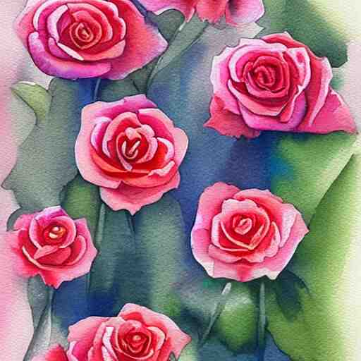 watercolor little roses 