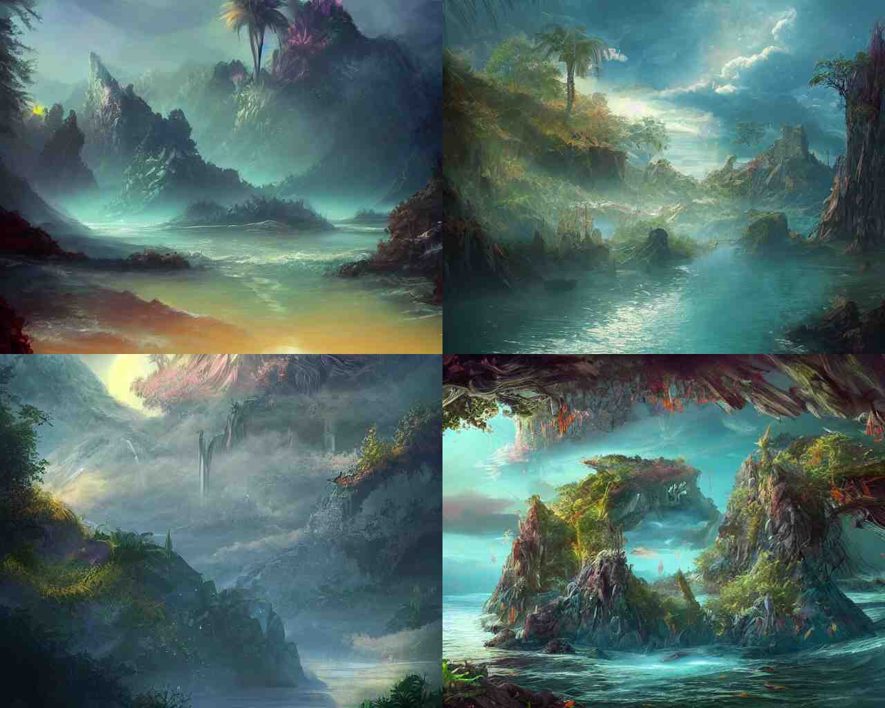 gorgeous fantasy island, ethereal, magical, artstation, 