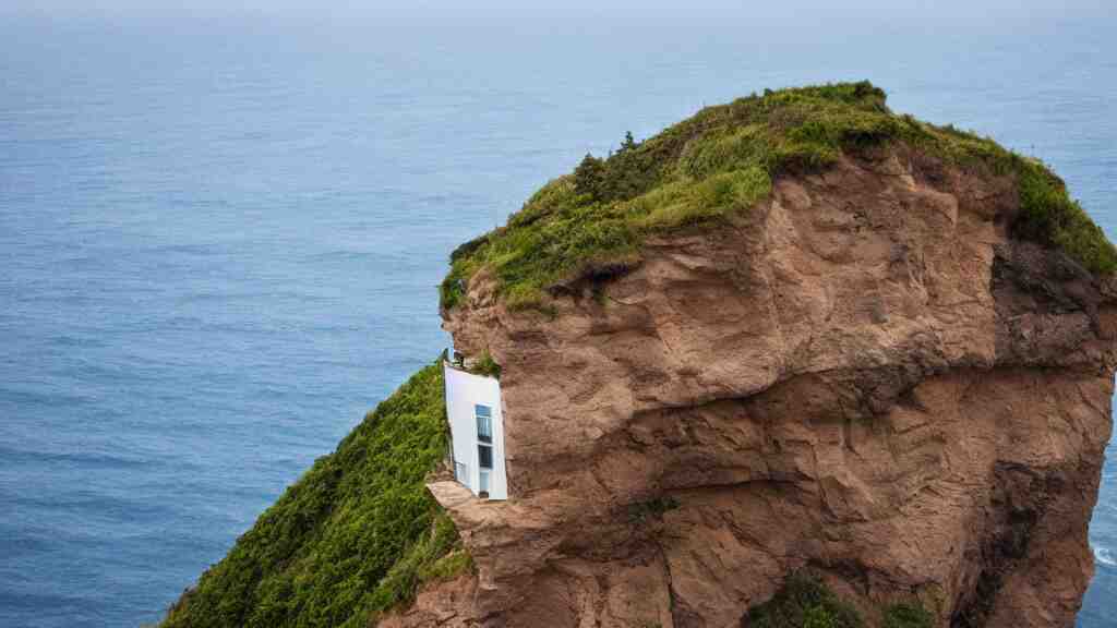 house built on the side of a cliff, award winning photo