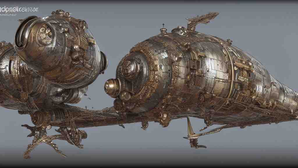 steampunk tardigrade airship, high detail, octane render, 8k