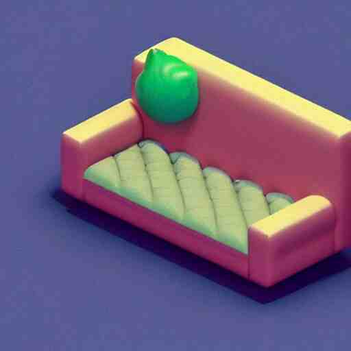 ( 2 0 0 4 - 2 0 0 7 ) isometric candy sofa, sculpted, 3 d render, in the style of yoworld, vmk myvmk, haunted mansion, artstation, white background, zoomed out view by miha rinne 
