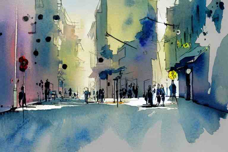 street summer watercolor light color on artstation 