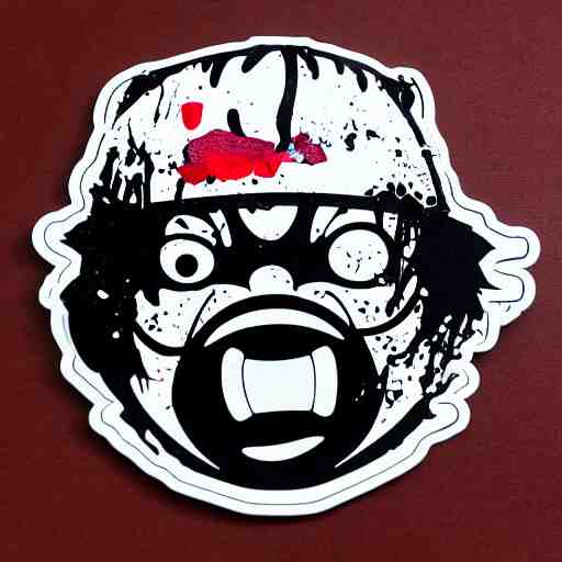 die cut sticker, luffy in techwear, splatter paint 