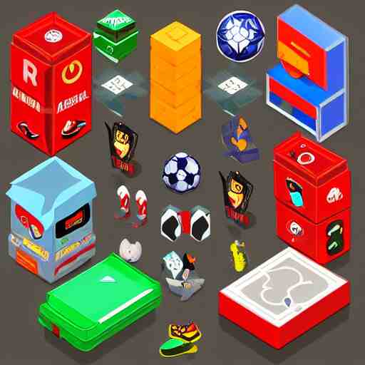 artstation game icon of a soccer lootbox, 3 d, isometric, game, 