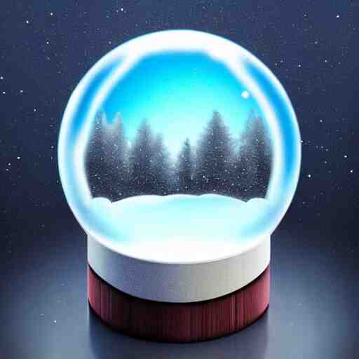 summer weather inside a snowglobe. Beautiful colorful clouds in moody greys and blues. High quality digital art, trending on artstation