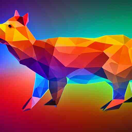 a colorful glowing low poly logo of a capybara 