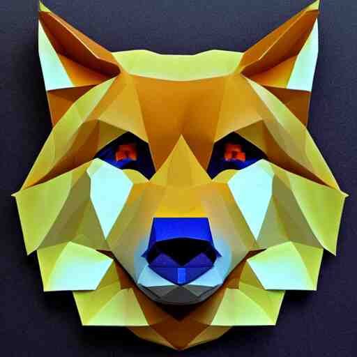 low poly wolf face