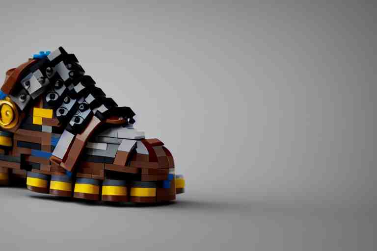 sneaker made out of lego, steampunk, sculpture, cinema 4 d, octane render 