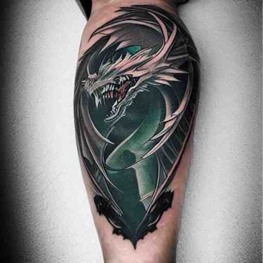 simple anime manga full color dragon!! Emerald and obsidian dragon, forearm tattoo, tattoo