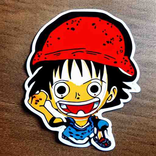 die cut sticker, luffy is joyboy, splatter paint on paper 