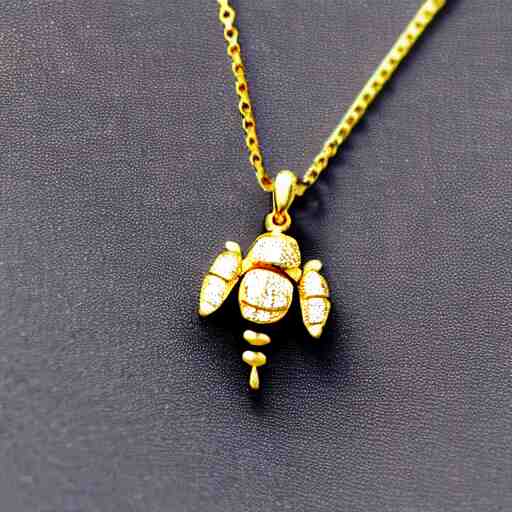 a ladybug, as a diamond pendant on a gold chain 